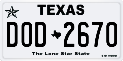 TX license plate DOD2670