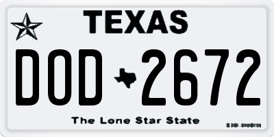 TX license plate DOD2672