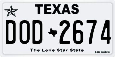 TX license plate DOD2674