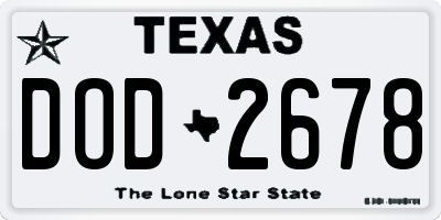 TX license plate DOD2678