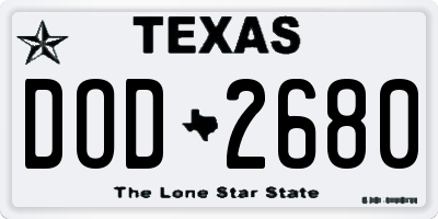 TX license plate DOD2680