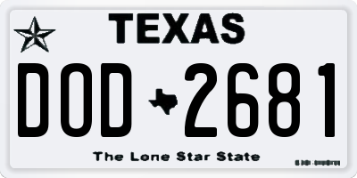 TX license plate DOD2681