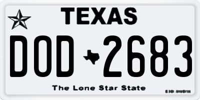 TX license plate DOD2683