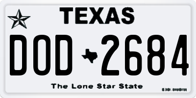 TX license plate DOD2684