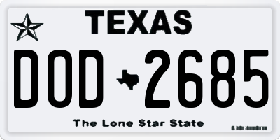 TX license plate DOD2685