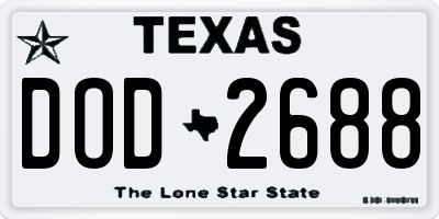 TX license plate DOD2688