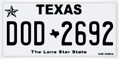TX license plate DOD2692