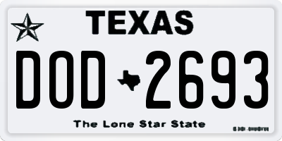 TX license plate DOD2693