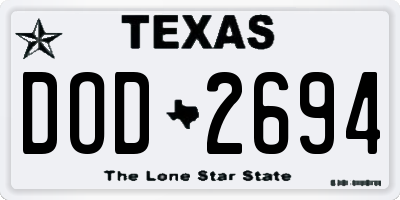 TX license plate DOD2694