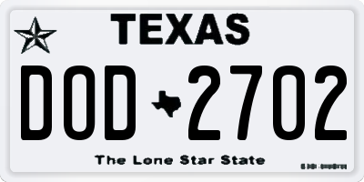TX license plate DOD2702