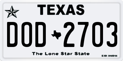TX license plate DOD2703