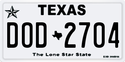 TX license plate DOD2704