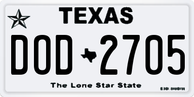 TX license plate DOD2705