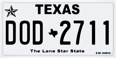 TX license plate DOD2711