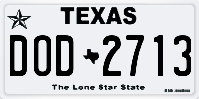TX license plate DOD2713
