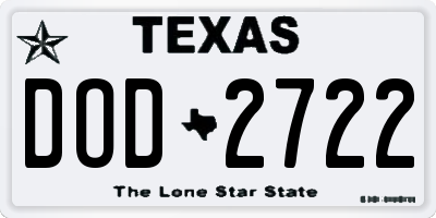 TX license plate DOD2722