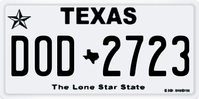 TX license plate DOD2723