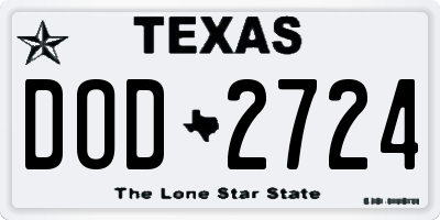 TX license plate DOD2724