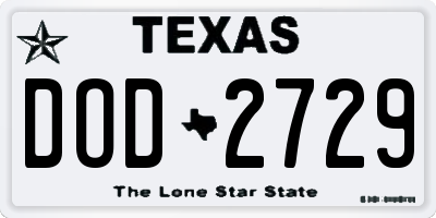 TX license plate DOD2729