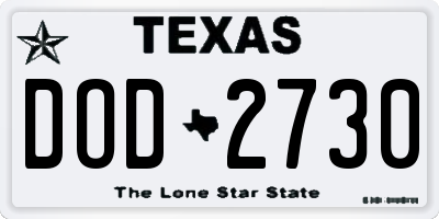 TX license plate DOD2730