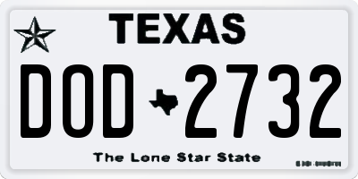 TX license plate DOD2732