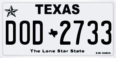 TX license plate DOD2733