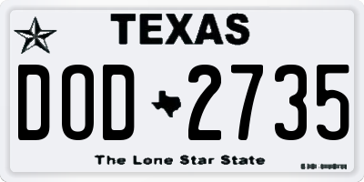TX license plate DOD2735