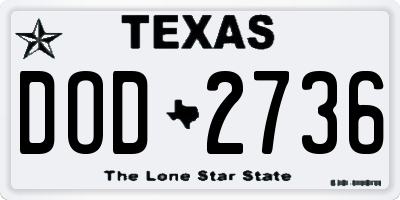 TX license plate DOD2736