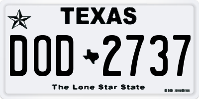 TX license plate DOD2737