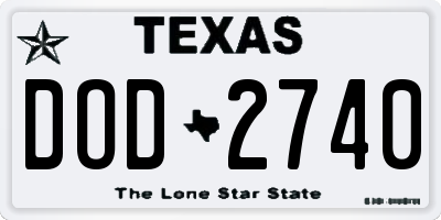 TX license plate DOD2740