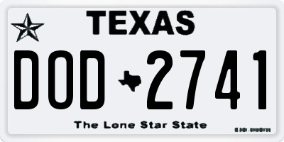 TX license plate DOD2741