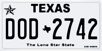 TX license plate DOD2742