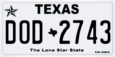 TX license plate DOD2743