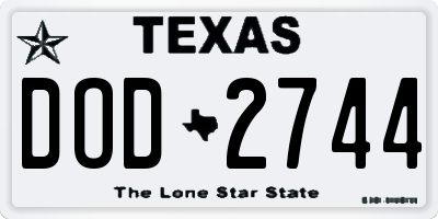 TX license plate DOD2744