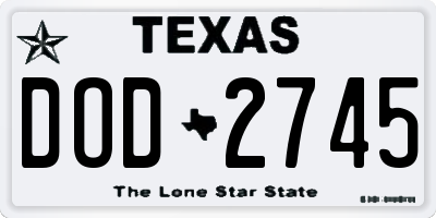 TX license plate DOD2745