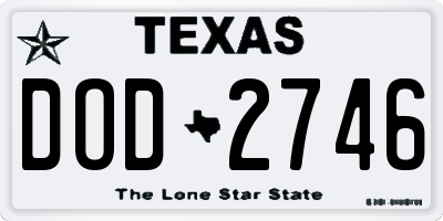 TX license plate DOD2746