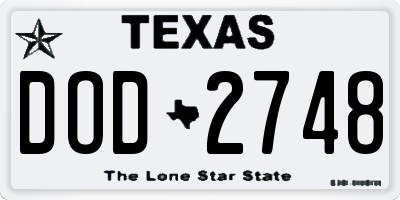 TX license plate DOD2748