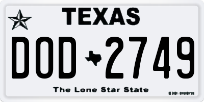 TX license plate DOD2749