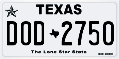 TX license plate DOD2750