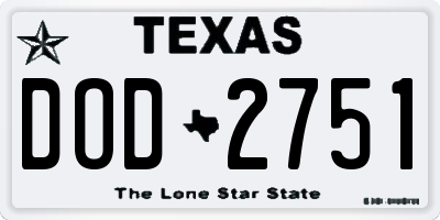 TX license plate DOD2751