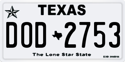 TX license plate DOD2753