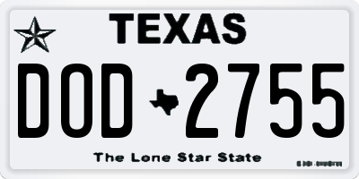 TX license plate DOD2755