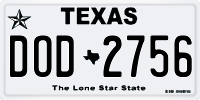 TX license plate DOD2756