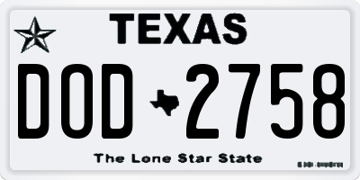 TX license plate DOD2758