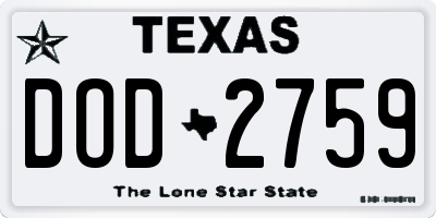 TX license plate DOD2759