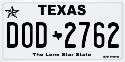 TX license plate DOD2762