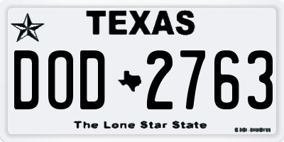 TX license plate DOD2763