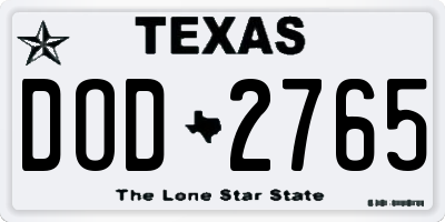 TX license plate DOD2765