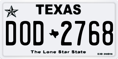TX license plate DOD2768
