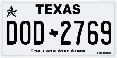 TX license plate DOD2769